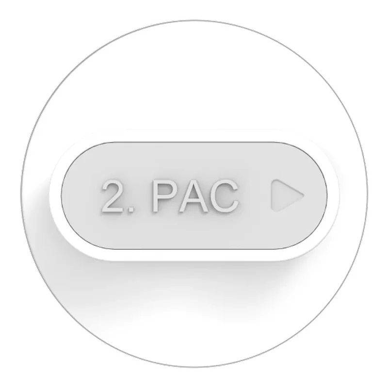 PAC filtro žymėjimas, vaizdas iš viršaus